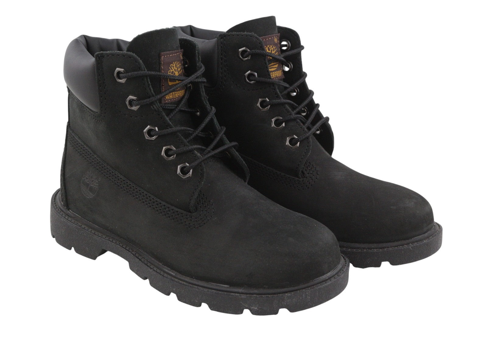 TIMBERLAND Boy Boots EU33 Black Leather Laced Waterproof Non-Marking