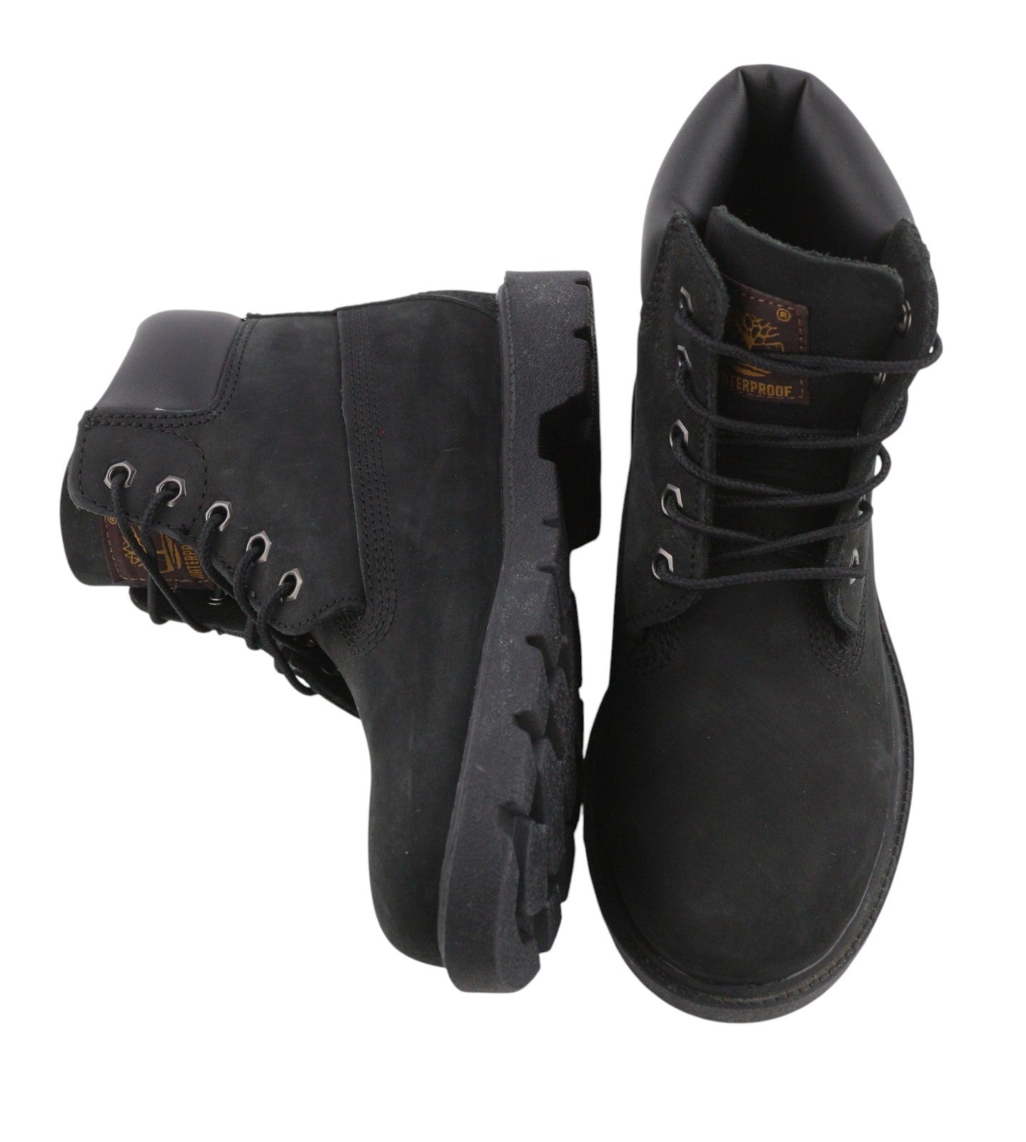 TIMBERLAND Boy Boots EU33 Black Leather Laced Waterproof Non-Marking