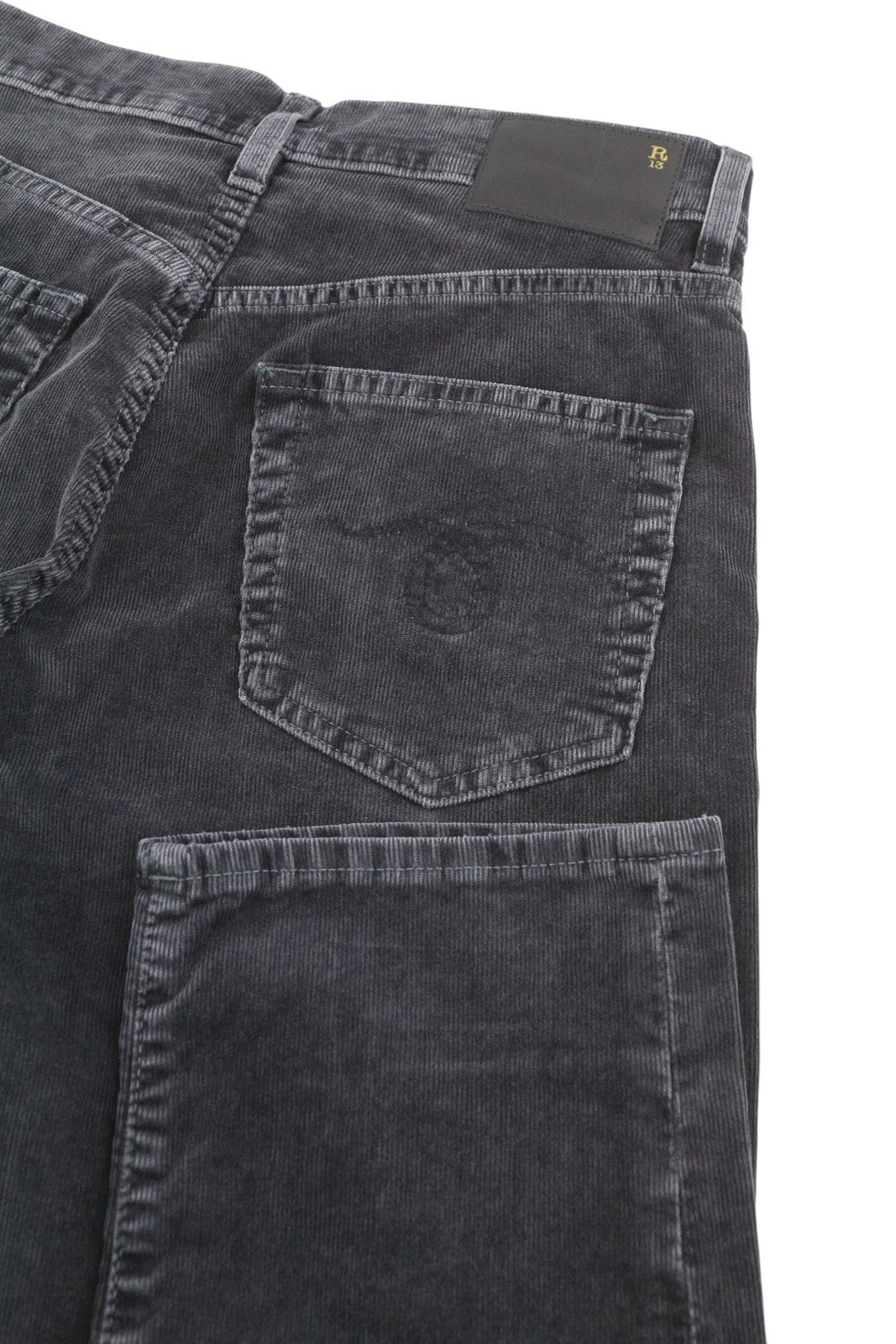 R13 Romeo moteriškos kelnės 25 Obsidian tamprios virvelės išblukintos pilkos trumpintos kelnės iki kulkšnies FW25 