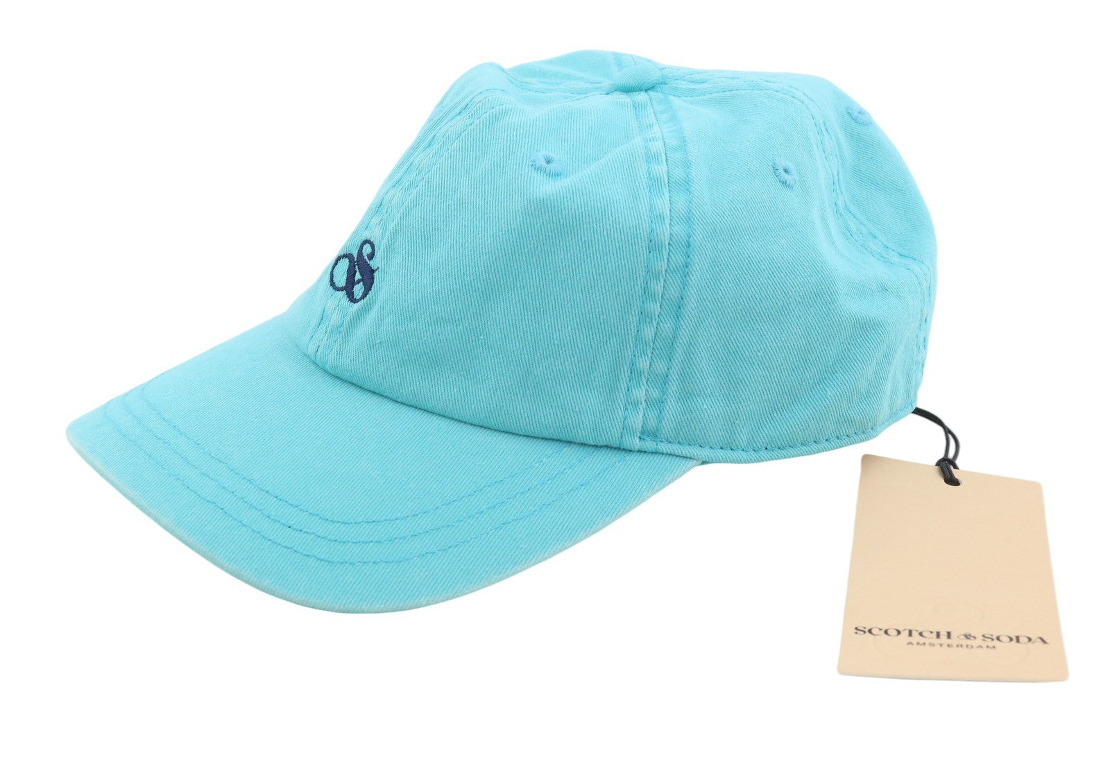 SCOTCH & SODA Men Cap OS Blue Cotton Embroidered Logo Unisex Baseball