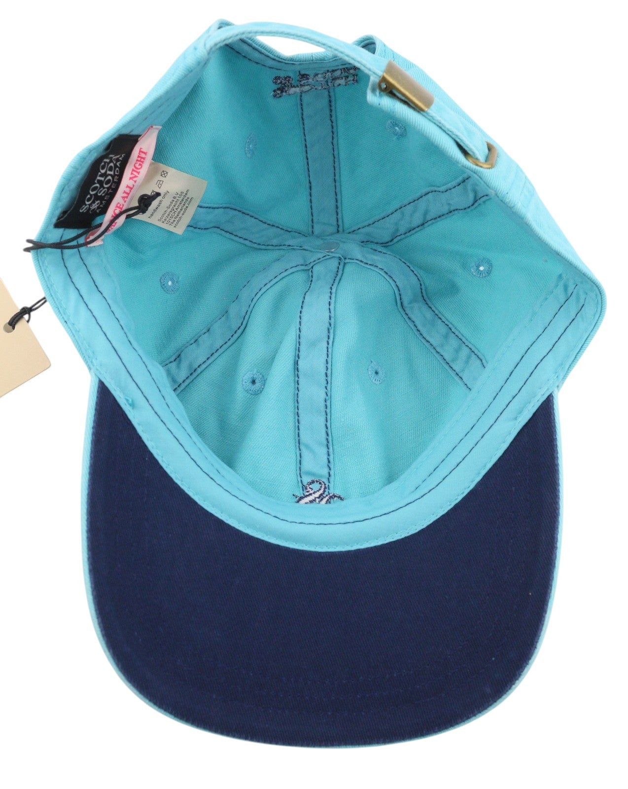 SCOTCH & SODA Men Cap OS Blue Cotton Embroidered Logo Unisex Baseball