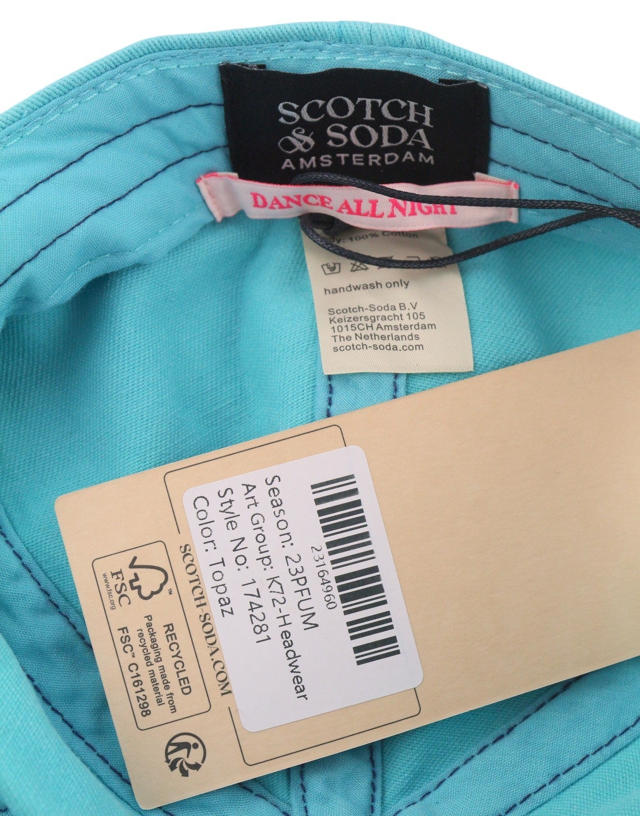 SCOTCH & SODA Men Cap OS Blue Cotton Embroidered Logo Unisex Baseball