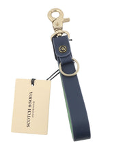 SCOTCH & SODA Men Keychain OS Dark Blue Leather Gold Tone Details Unisex