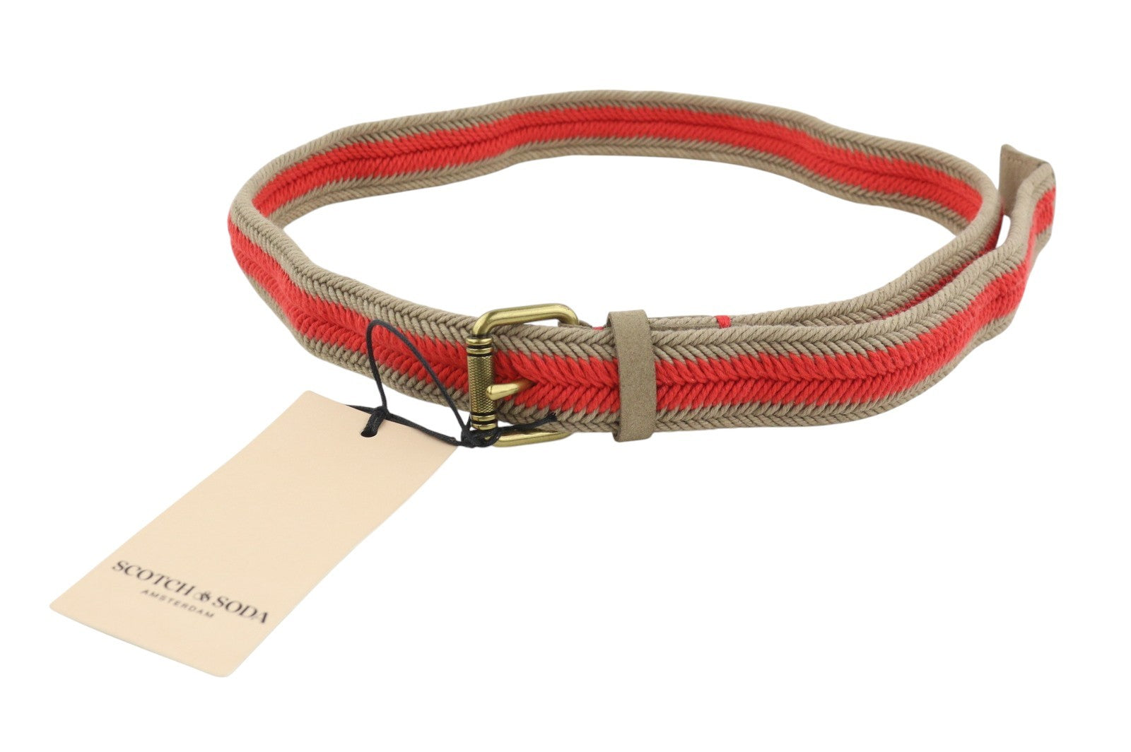 SCOTCH & SODA Men Belt 115 CM Orange Braided Gold Tone Buckle Unisex