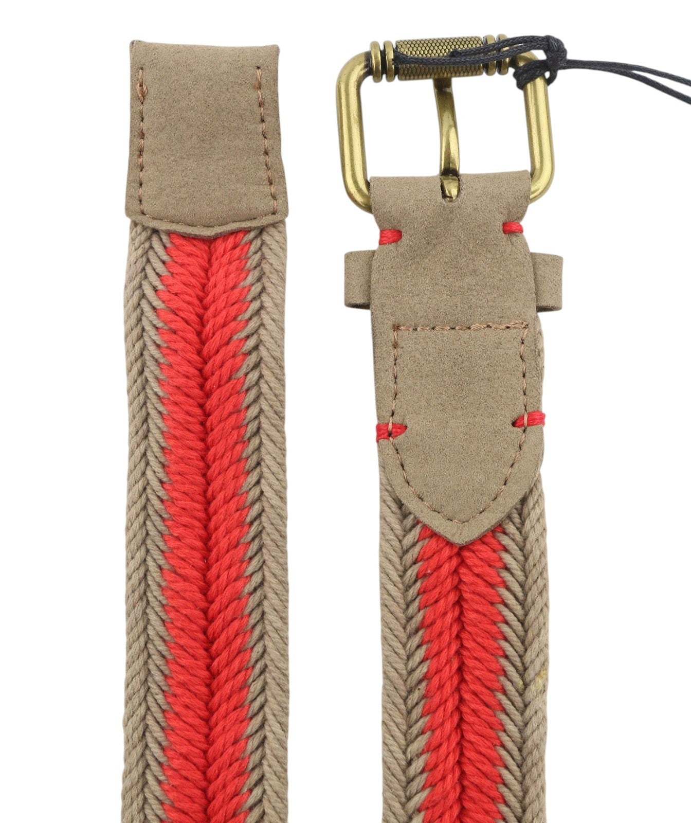 SCOTCH & SODA Men Belt 115 CM Orange Braided Gold Tone Buckle Unisex