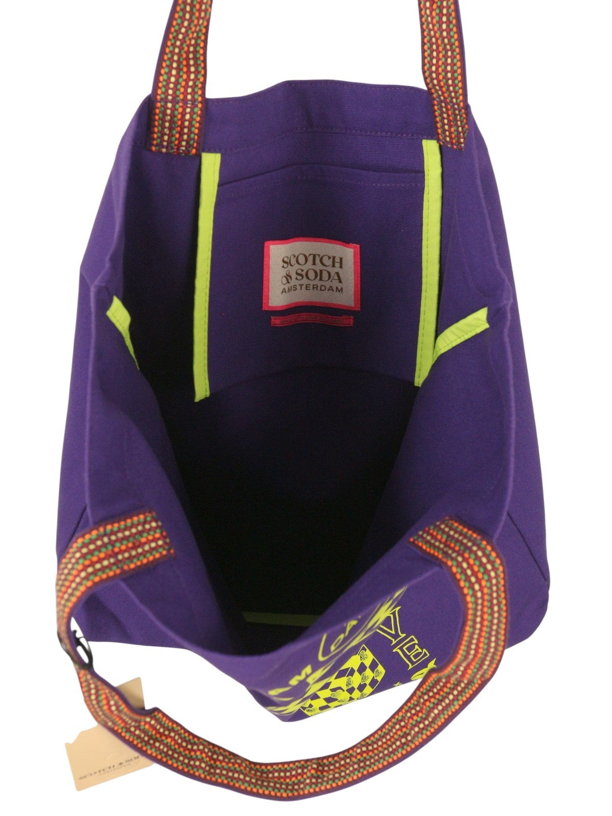 SCOTCH & SODA Women Bag OS Purple Violet Canvas Patterned Artwork Tote Unisex