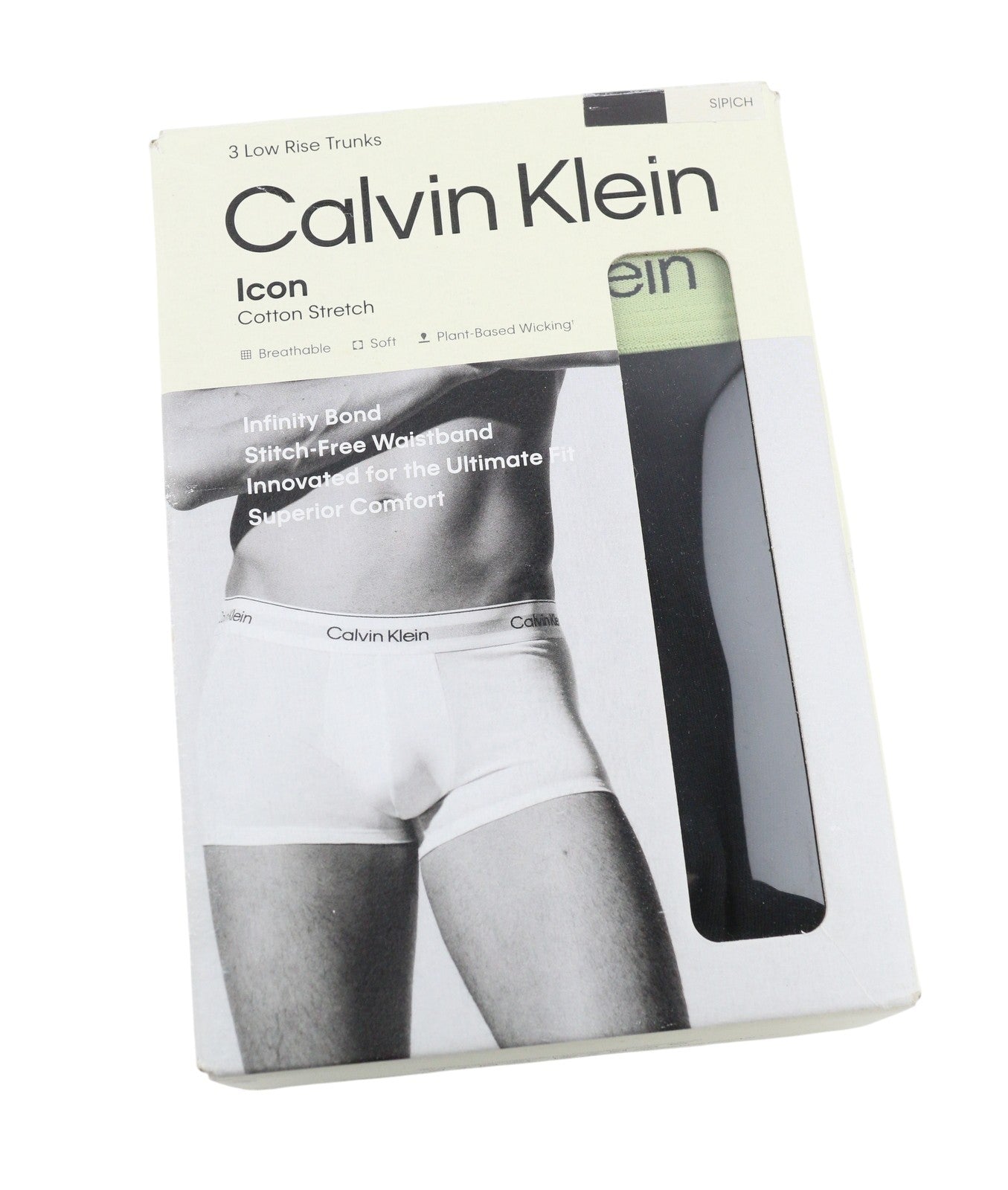 CALVIN KLEIN Icon Cotton Stretch Men Underwear S Black 3 Low Rise Trunks