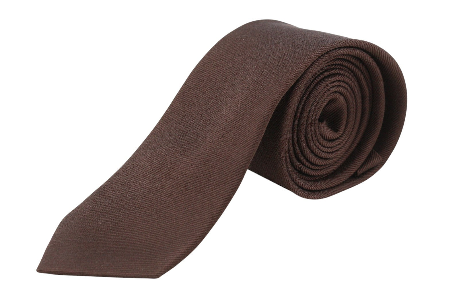 SUITSUPPLY Men Tie 148 x 6.5 CM Brown Textured Mulberry Silk Tied Formal