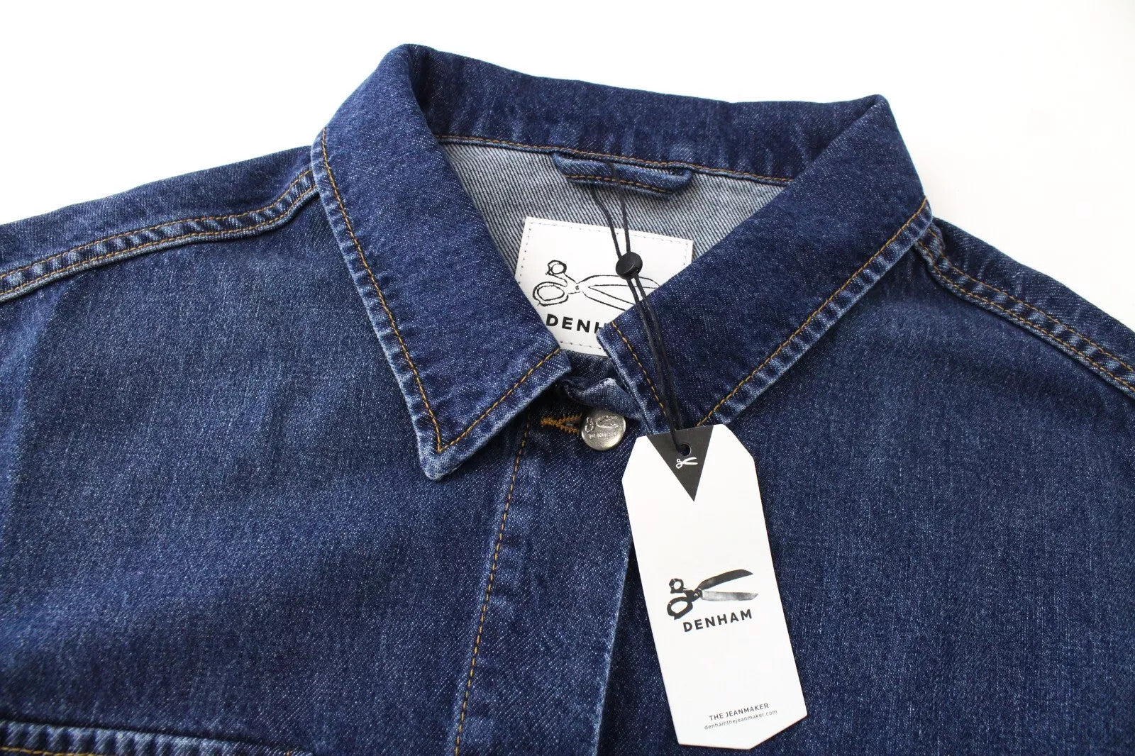 DENHAM Century Trucker Women Jacket XL Blue Washed Cotton Embroidery Logo Denim