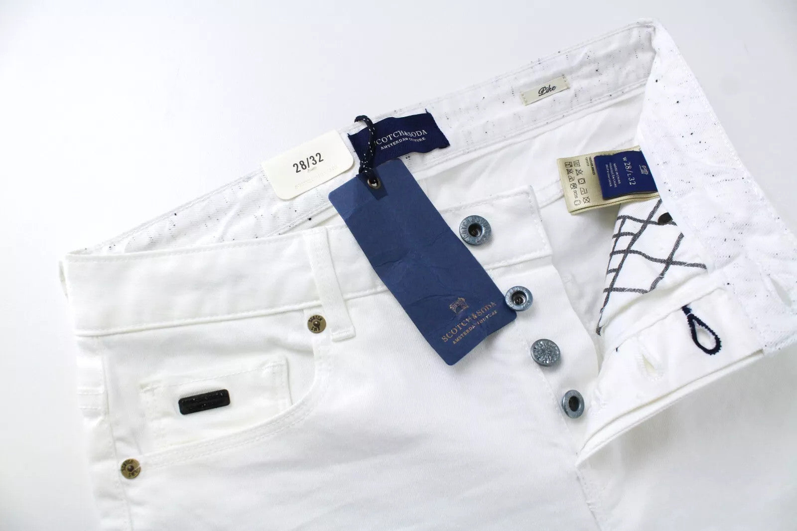 SCOTCH & SODA Pike Men Jeans W28/L32 White Cotton Stretch Skinny Fit 5-Pocket