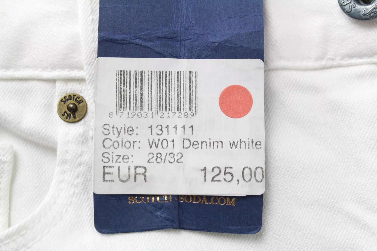 SCOTCH & SODA Pike Men Jeans W28/L32 White Cotton Stretch Skinny Fit 5-Pocket
