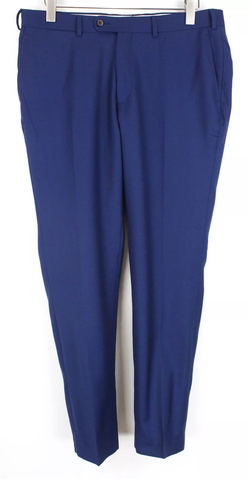 SUITSUPPLY Brescia Men Trousers UK40R Blue Pure Wool Pleated Lined Classic