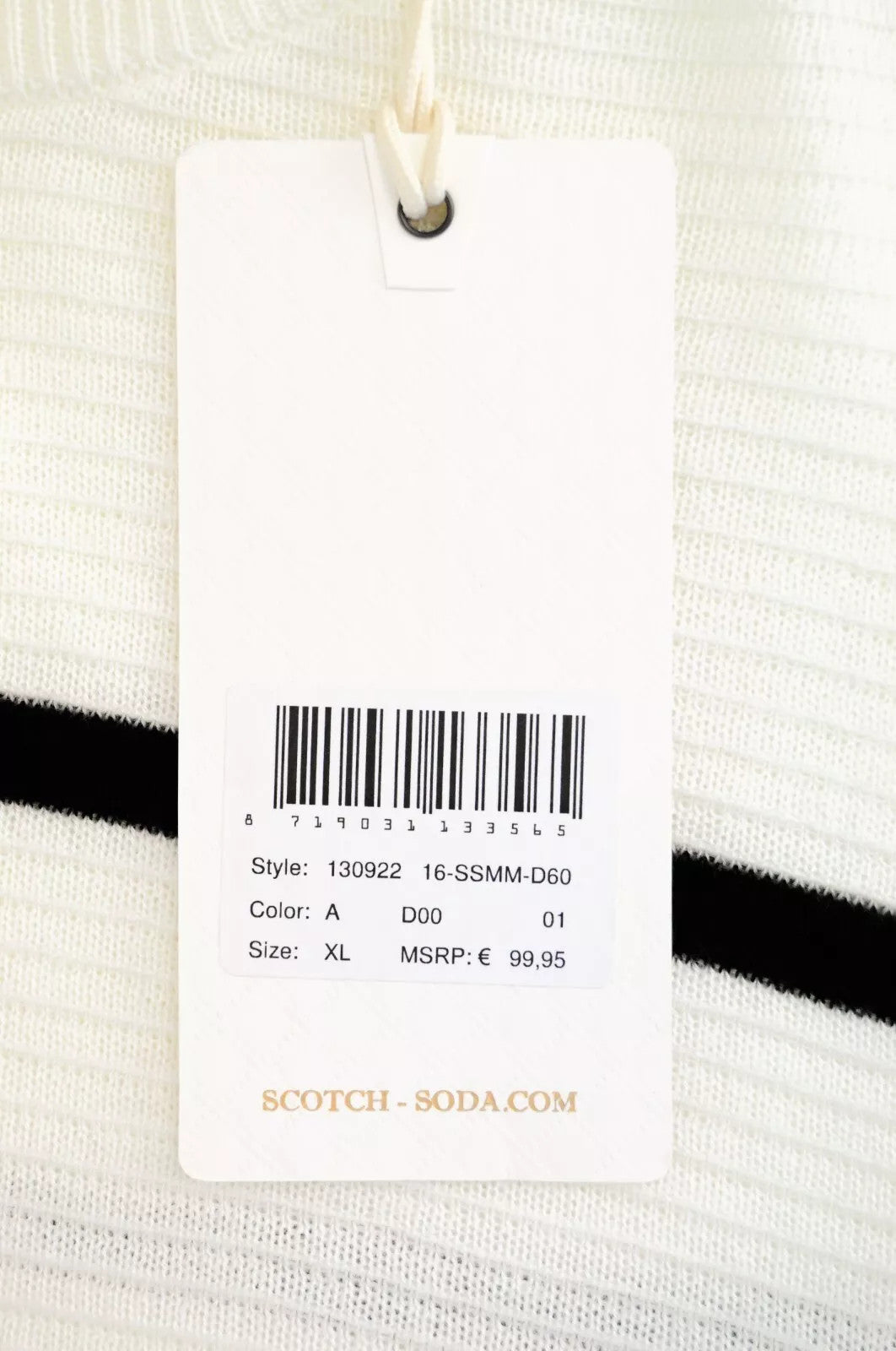 SCOTCH & SODA Ams Couture Men Jumper XL Off-White Striped Knitted Sweater