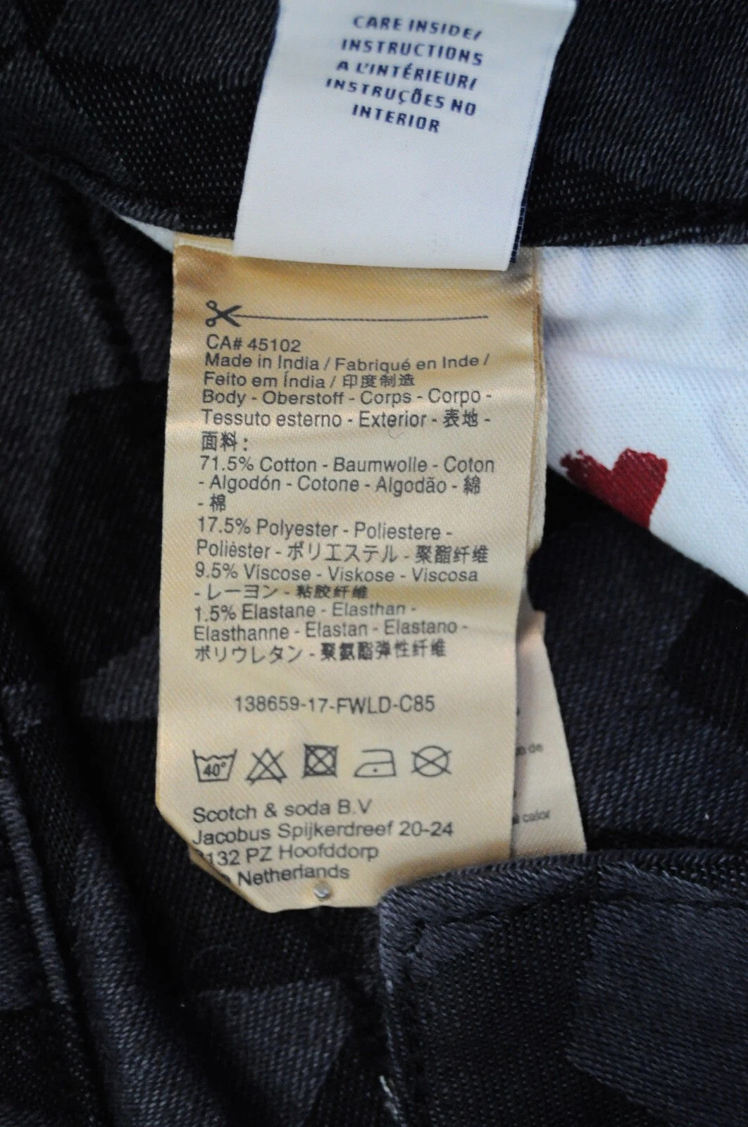 SCOTCH & SODA La Bohemienne Women Jeans W27/L32 Skinny Pattern Black Stretch