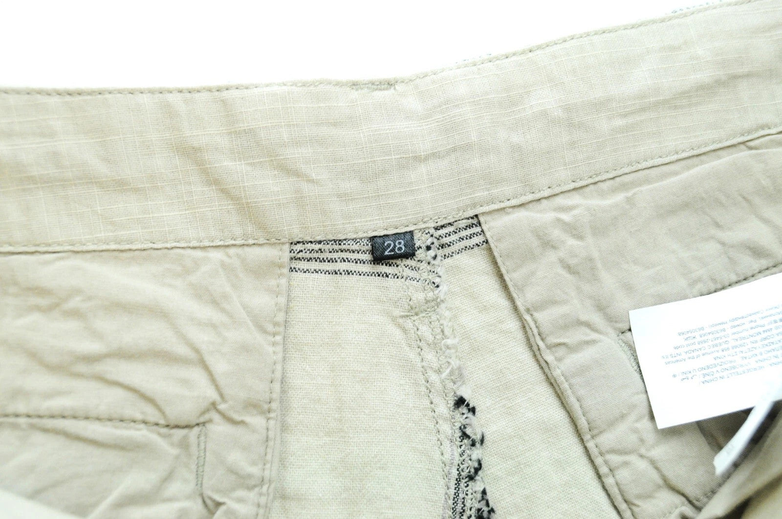 DESIGUAL Marc Men Shorts W32 Checked Pattern Linen Cotton Summer Sand Brown