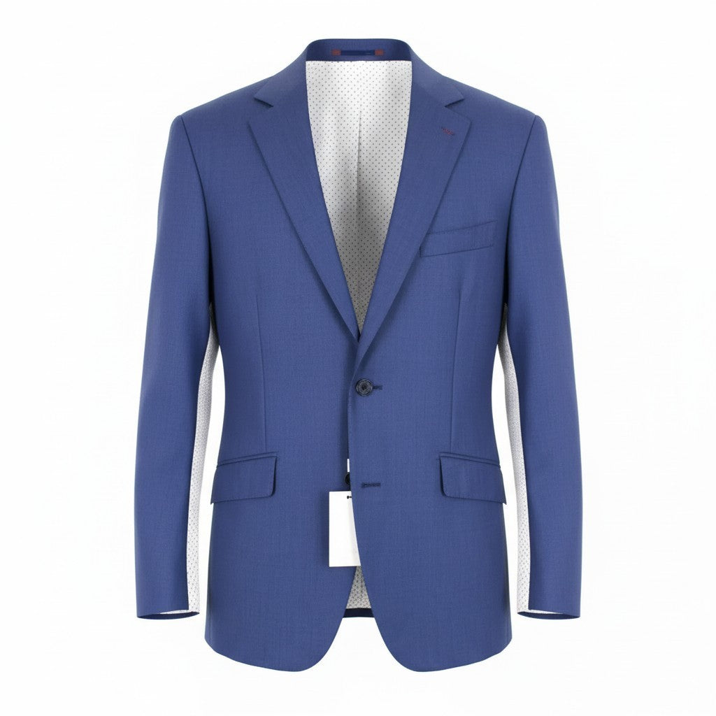 SUITSUPPLY Lazio Men Blazer UK44 Pure Wool Blue Notch Collared Lined Formal