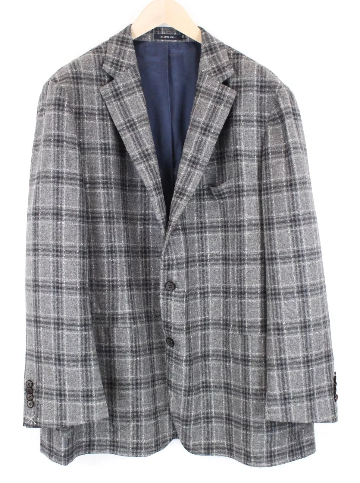 SUITSUPPLY Havana Men Blazer UK54R Wool Cashmere Grey Checked Formal Lined