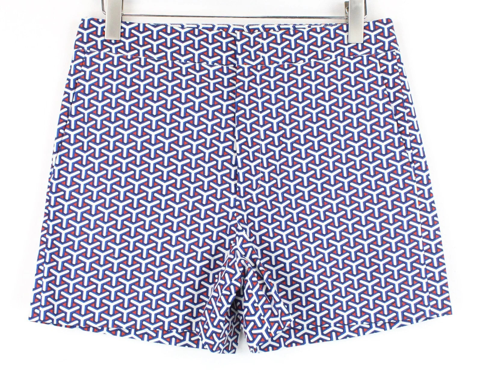 SUITSUPPLY Women Shorts 40 Blue Red Patterned Summer Slit Pockets