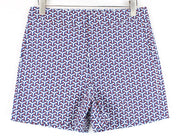 SUITSUPPLY Women Shorts 40 Blue Red Patterned Summer Slit Pockets