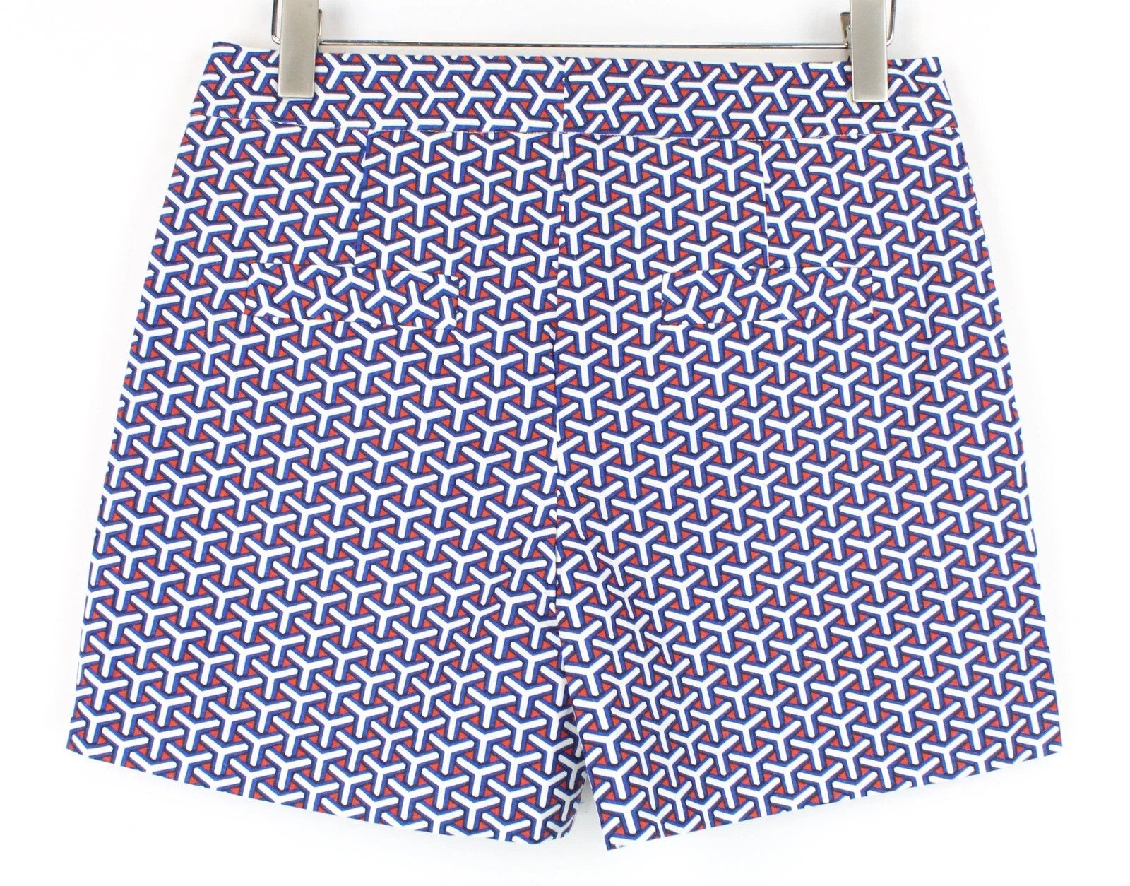 SUITSUPPLY Women Shorts 40 Blue Red Patterned Summer Slit Pockets