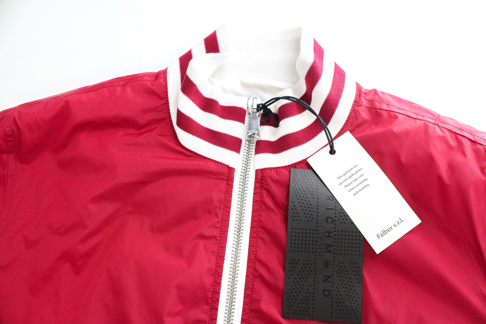RICHMOND Men Jacket 50 M Red Lined Single-Breaste Long Sleeve Zipped Lightweight