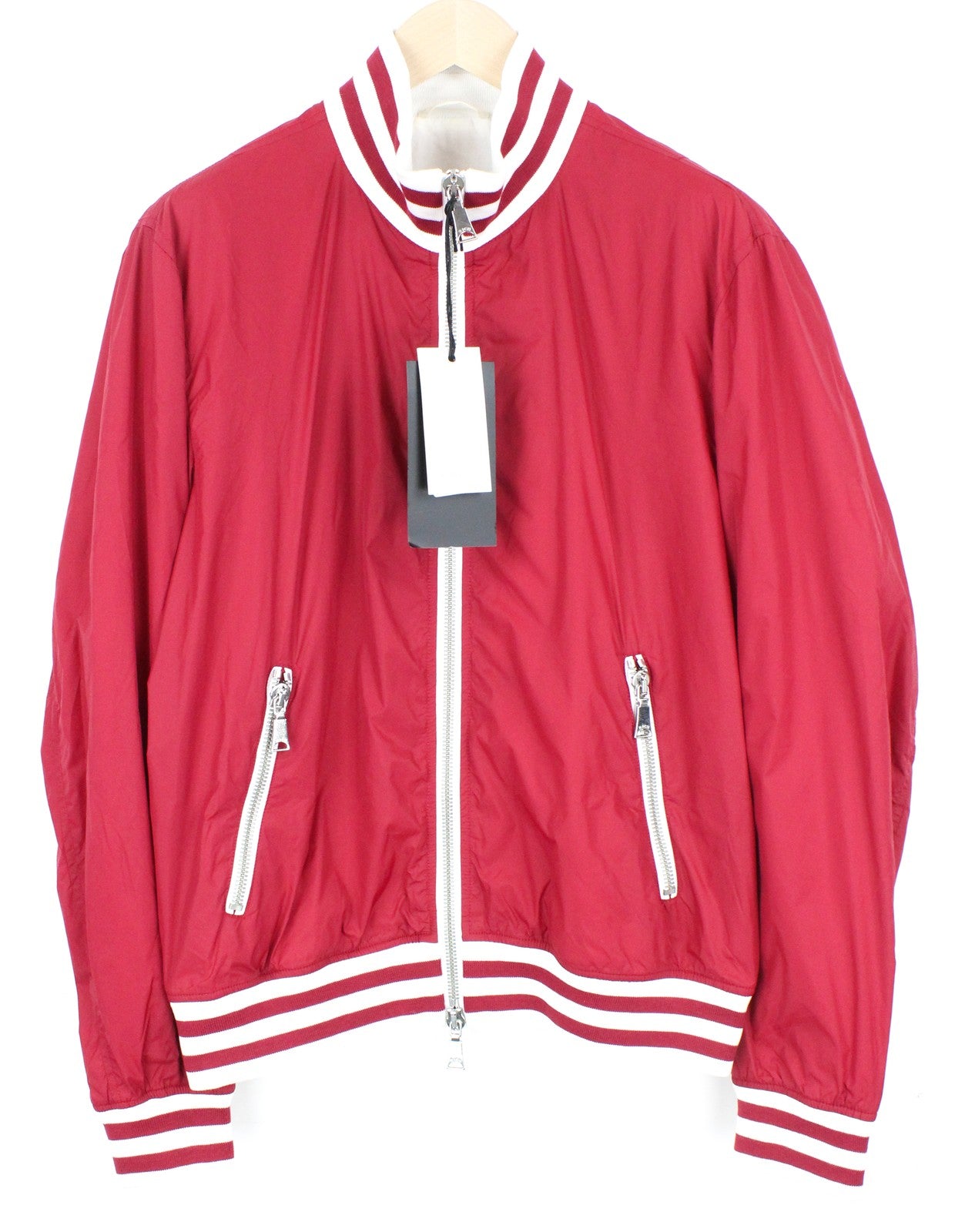 RICHMOND Men Jacket 54 XL Red Lined Single-Breasted Long Sleeved Zip Lightweight
