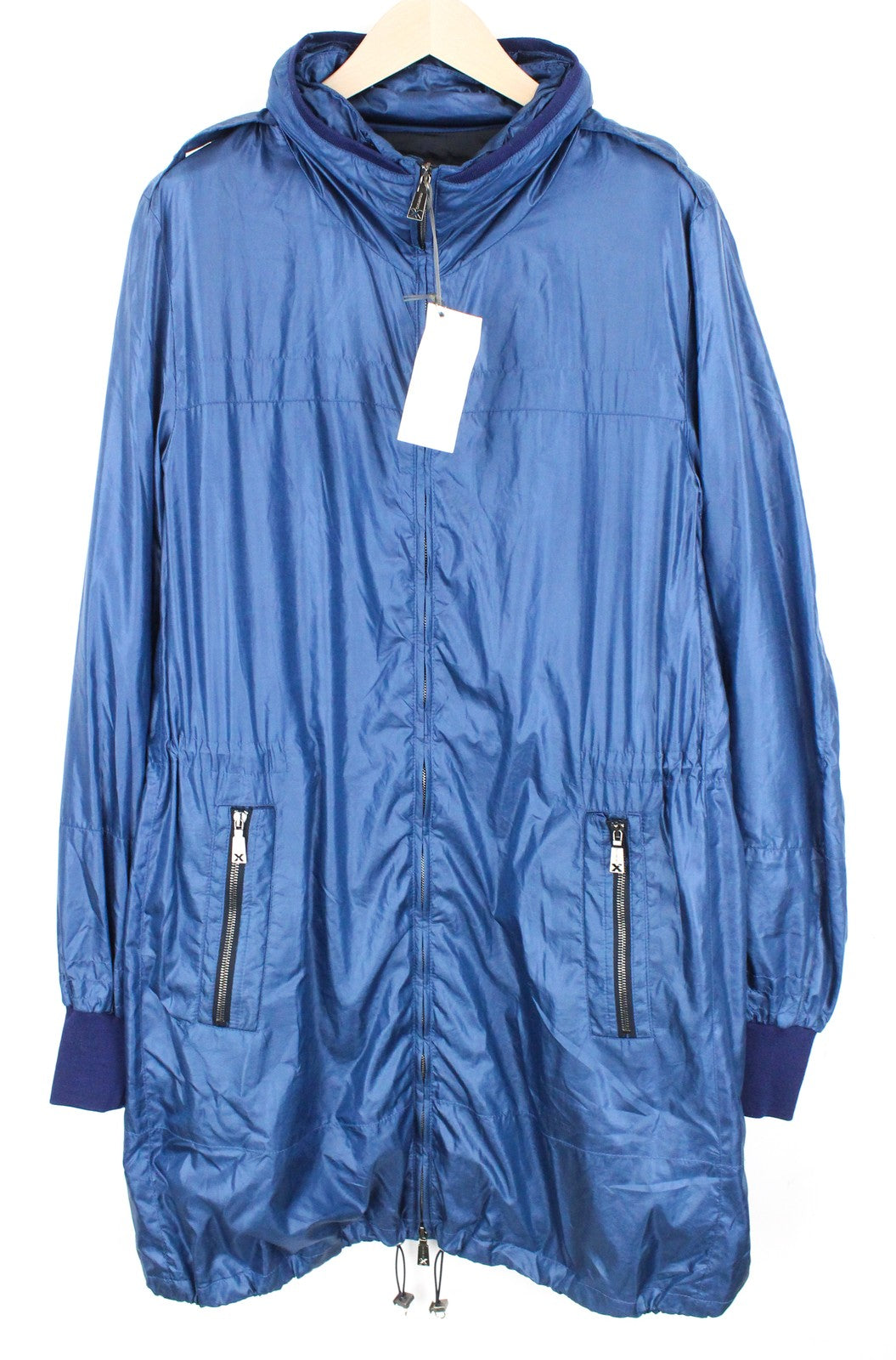 RICHMOND Men Jacket 48 M Blue Lightweight Long Sleeved Hooded Single-Breasted