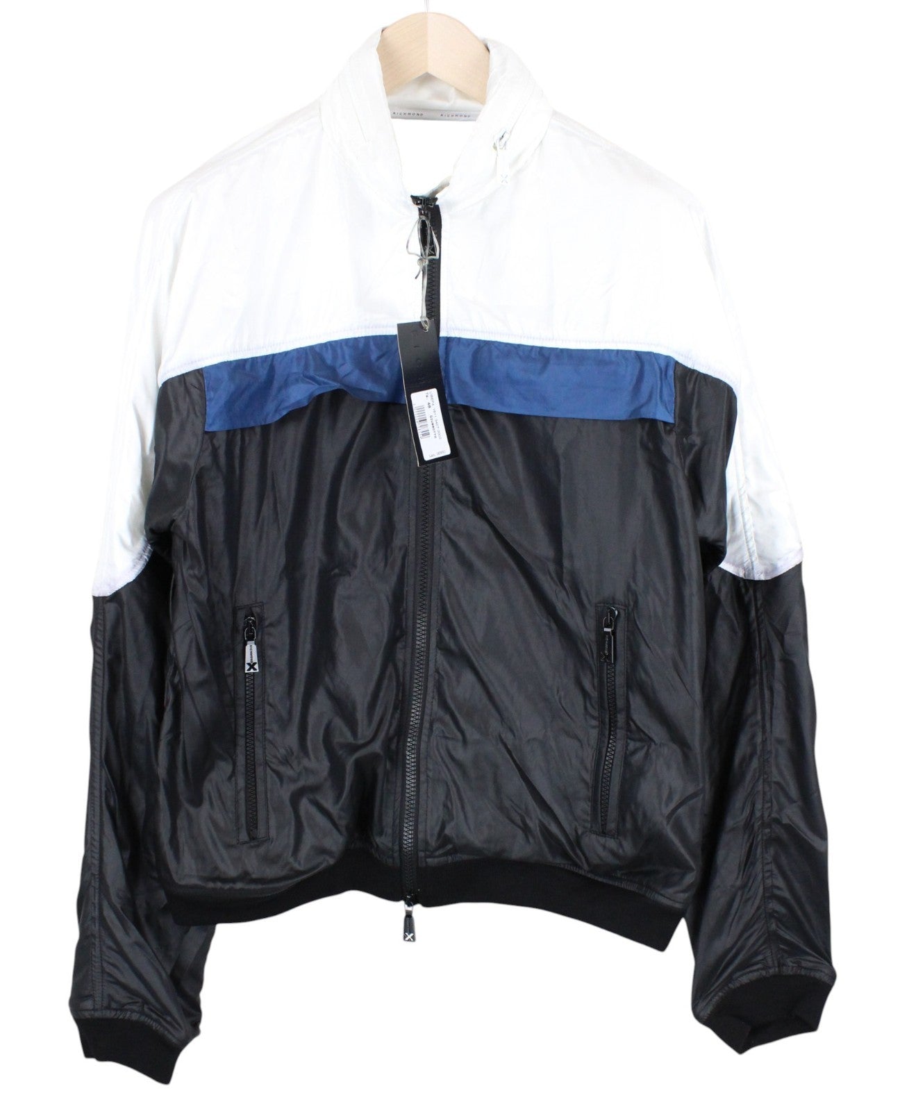 RICHMOND Men Jacket 48 M White Blue Single-Breasted Lightweight Long Sleeved