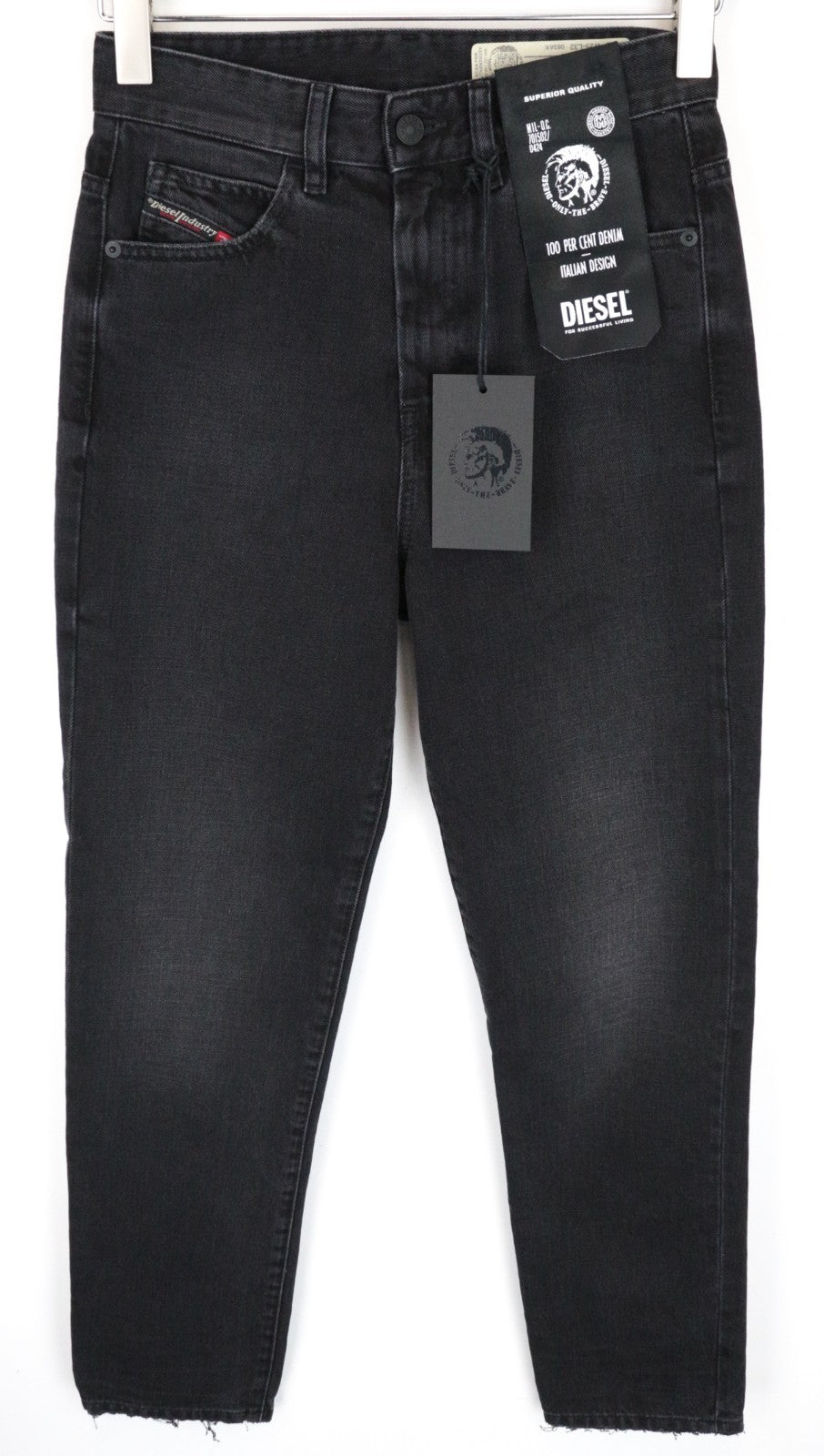 DIESEL D-Eiselle 083AK Women Jeans W25/L32 Straight Fit Washed Black Cotton
