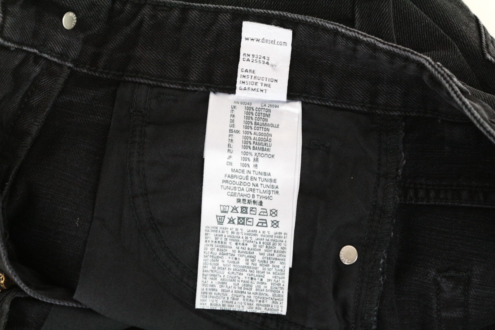 DIESEL D-Eiselle 083AK Women Jeans W25/L32 Straight Fit Washed Black Cotton