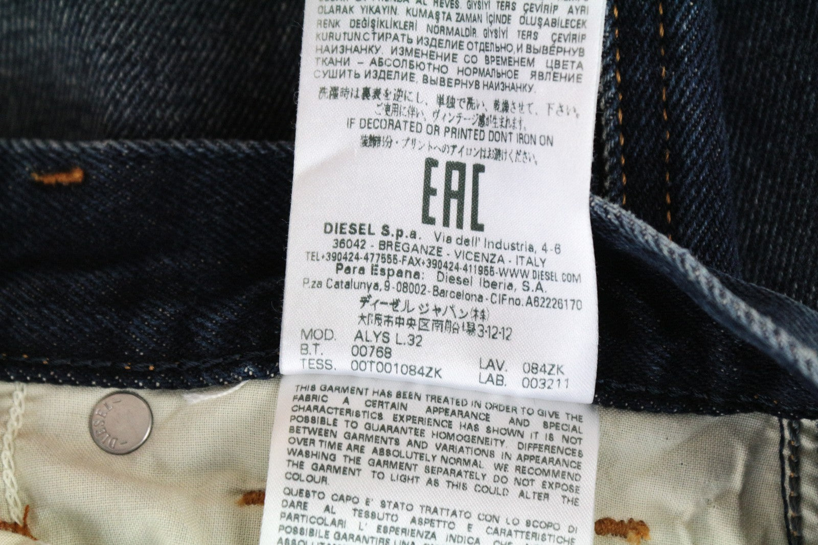 DIESEL Alys 084ZK Women Jeans W24/L32 Straight Fit Washed Blue Pure Cotton