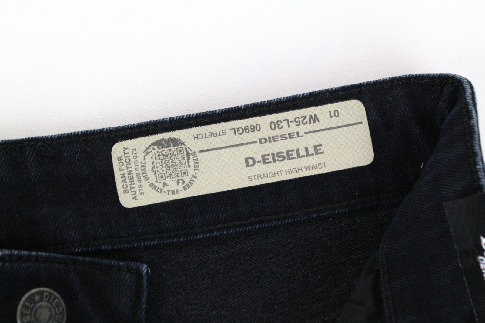 DIESEL D-Eiselle 069GL Women Jeans W25/L30 Straight Dark Navy Cotton Stretch