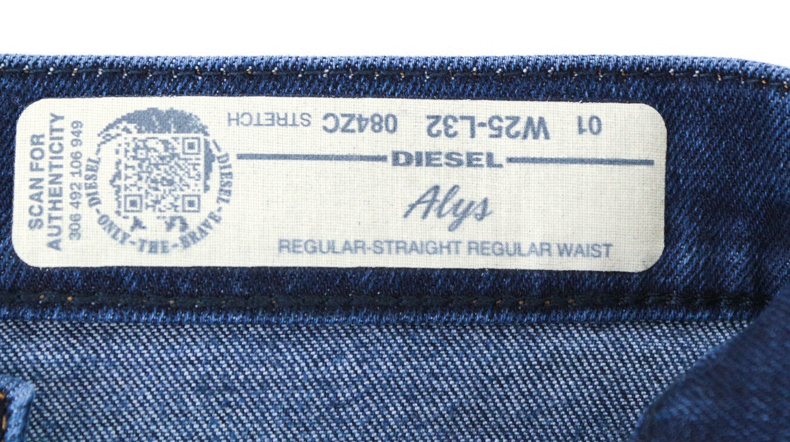 DIESEL Alys 084ZC Women Jeans W25/L32 Straight Fit Blue Cotton Stretch Denim