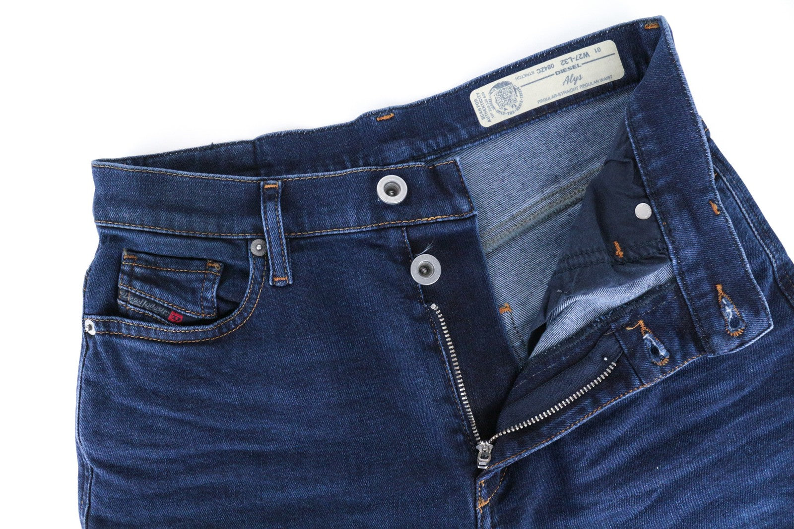 DIESEL Alys 084ZC Women Jeans W27/L32 Straight Fit Wash Blue Cotton Stretch