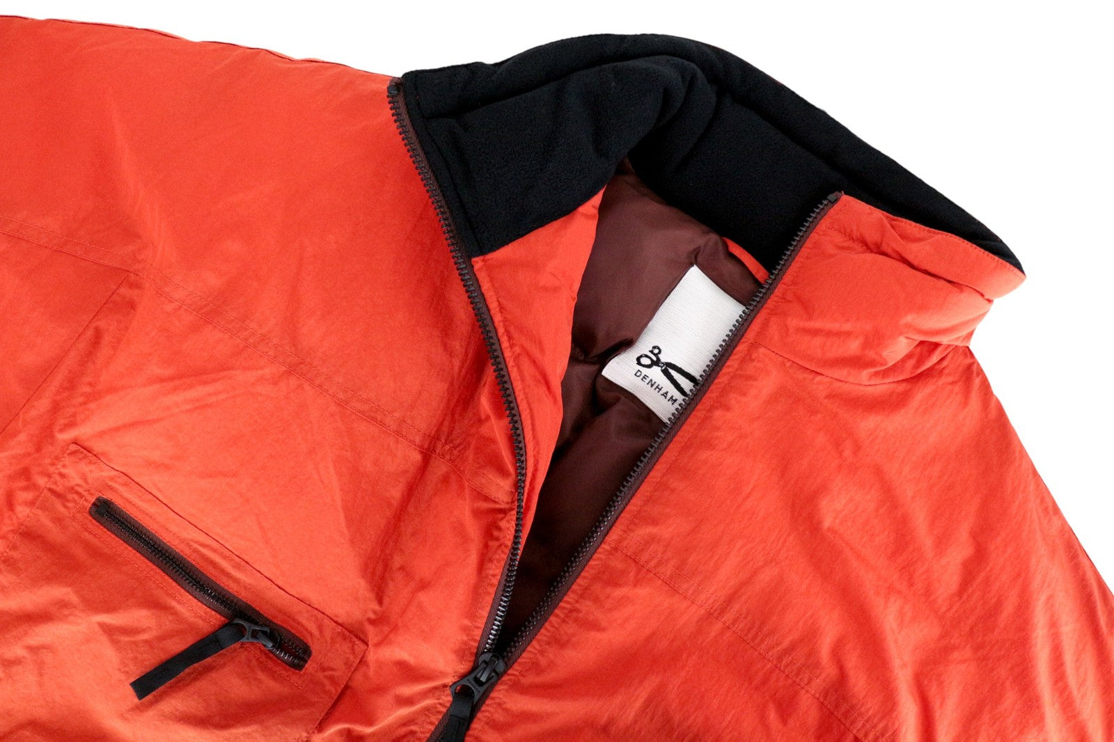 DENHAM Dream Men Jacket S Orange Single-Breasted Padded Lined Long Sleeve