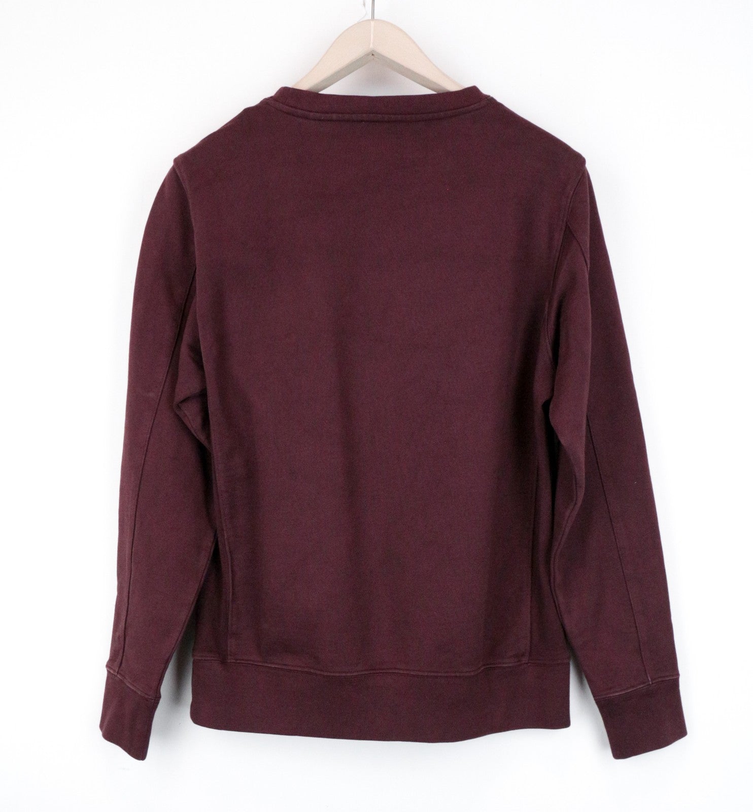 REPLAY Men Sweatshirt S Burgundy Red Pure Cotton Logo Long Sleeved Pull On