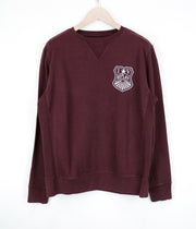 REPLAY Men Sweatshirt 2XL Burgundy Red Casual Cotton Logo Long Sleeve Pull On