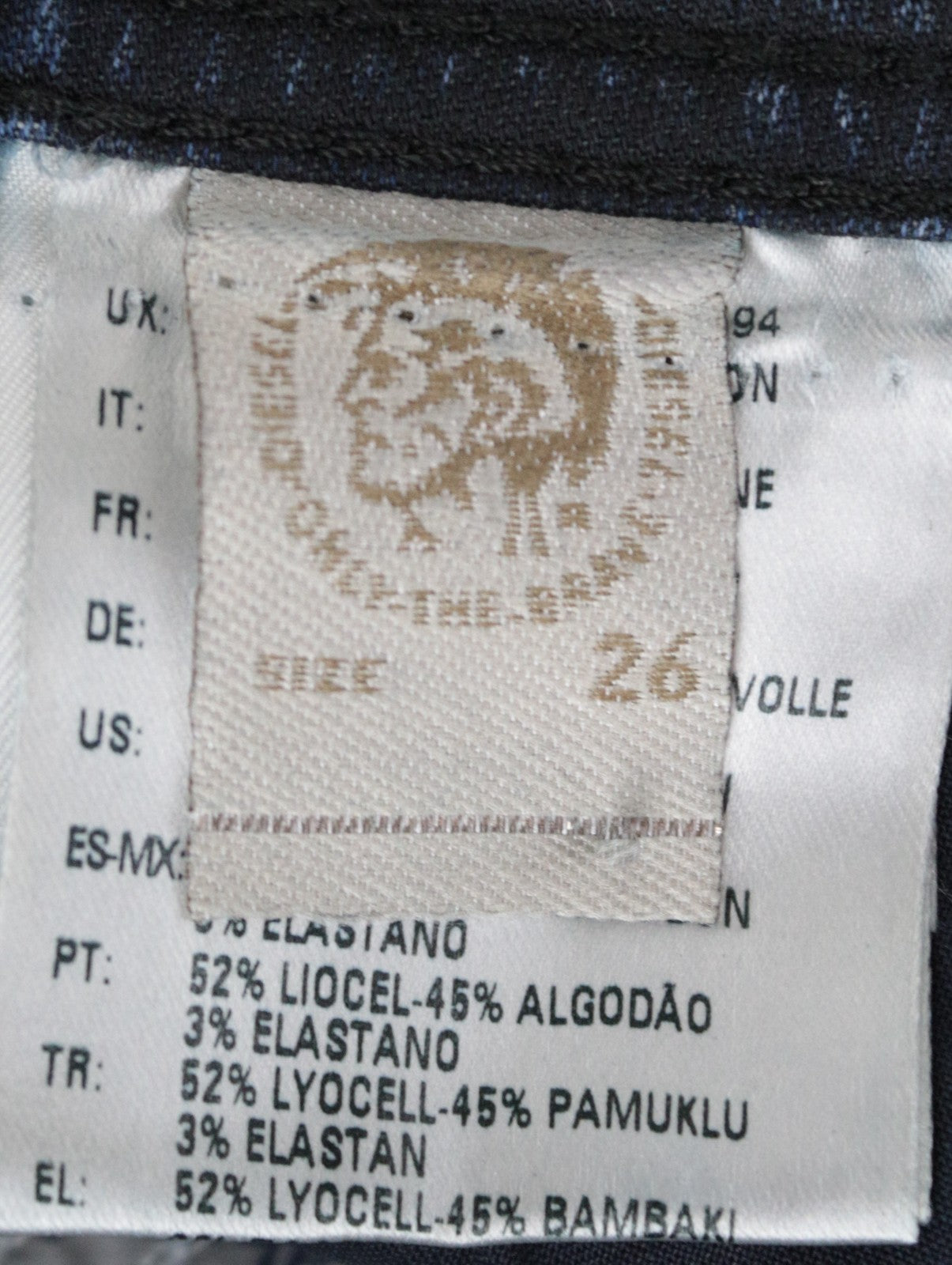 DIESEL Krooley CB-NE 0680B Men Jeans W26 Blue Jogg Sweat Coated Slim Carrot