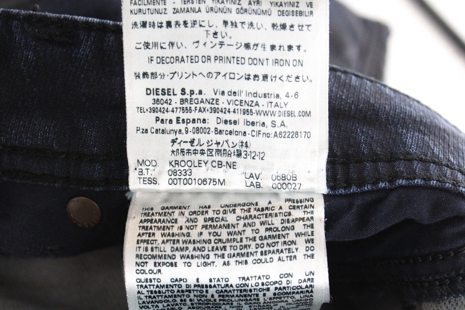 DIESEL Krooley CB-NE 0680B Men Jeans W26 Blue Jogg Sweat Coated Slim Carrot