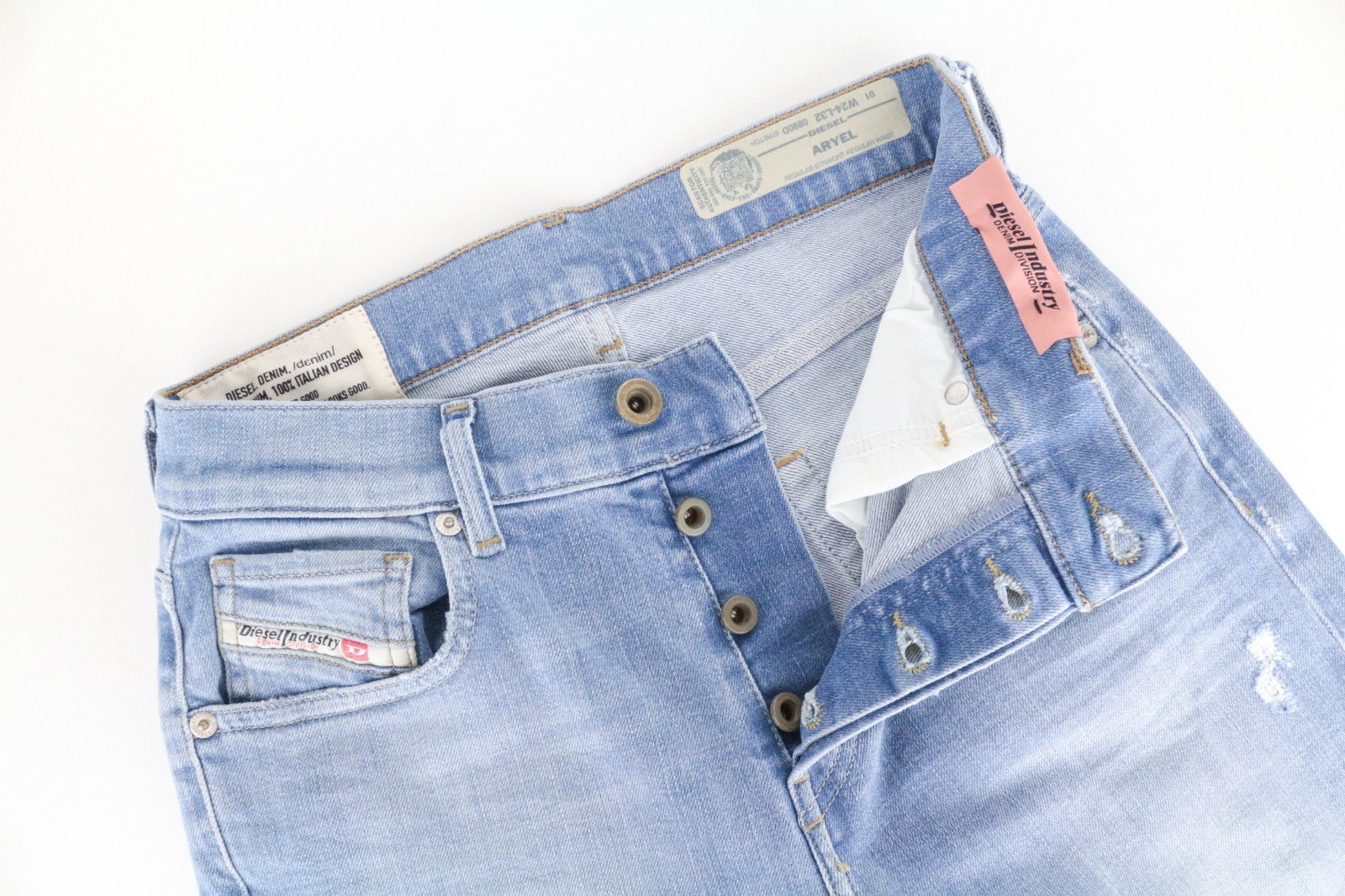 DIESEL Aryel 0890D Women Jeans W24/L32 Regular Straight Girls Blue Distress