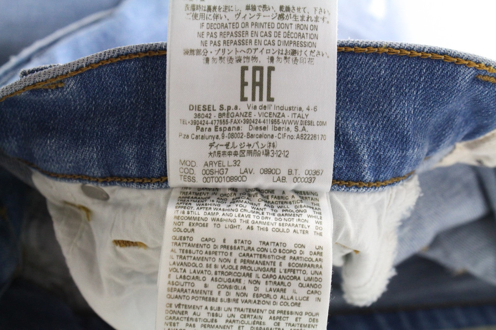 DIESEL Aryel 0890D Women Jeans W24/L32 Regular Straight Girls Blue Distress