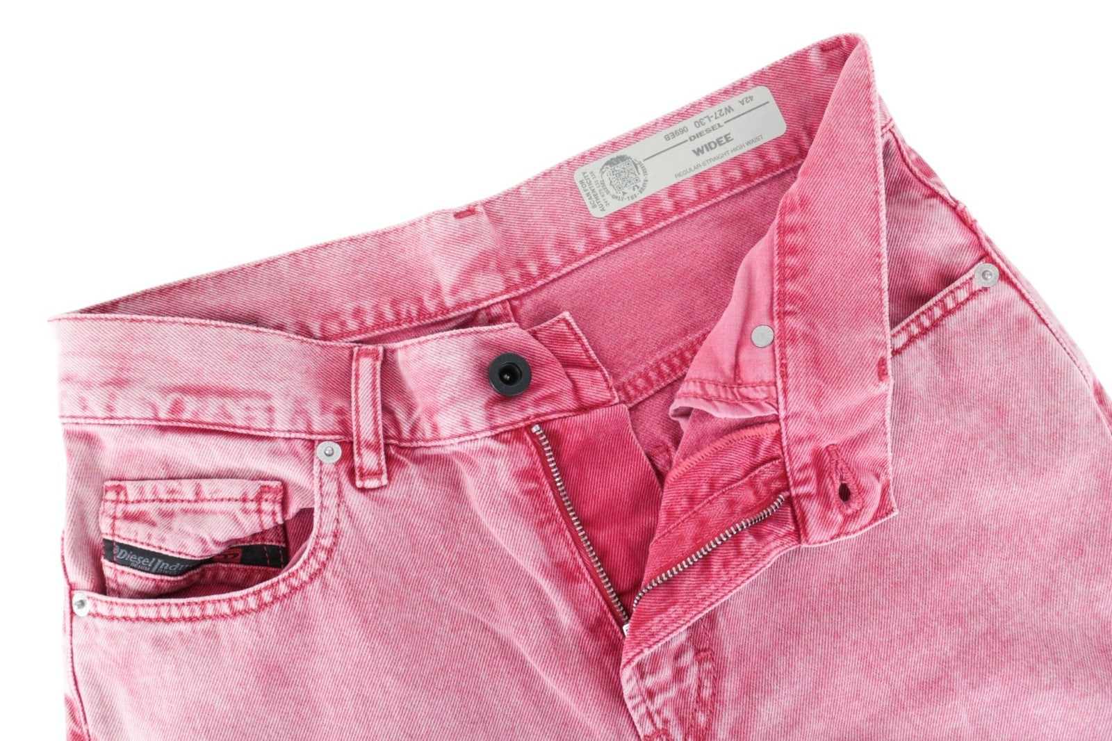 DIESEL Widee 069EB Women Jeans W27/L30 Pink Non-Stretch High Waist Straight