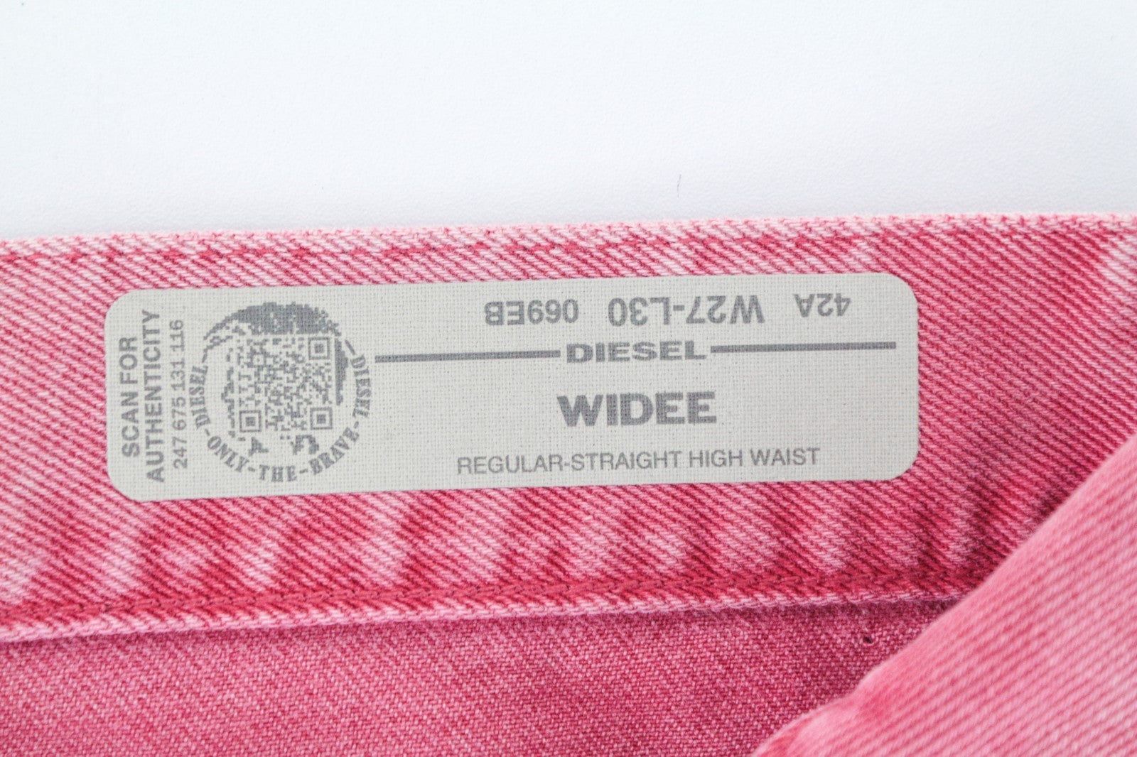 DIESEL Widee 069EB Women Jeans W27/L30 Pink Non-Stretch High Waist Straight