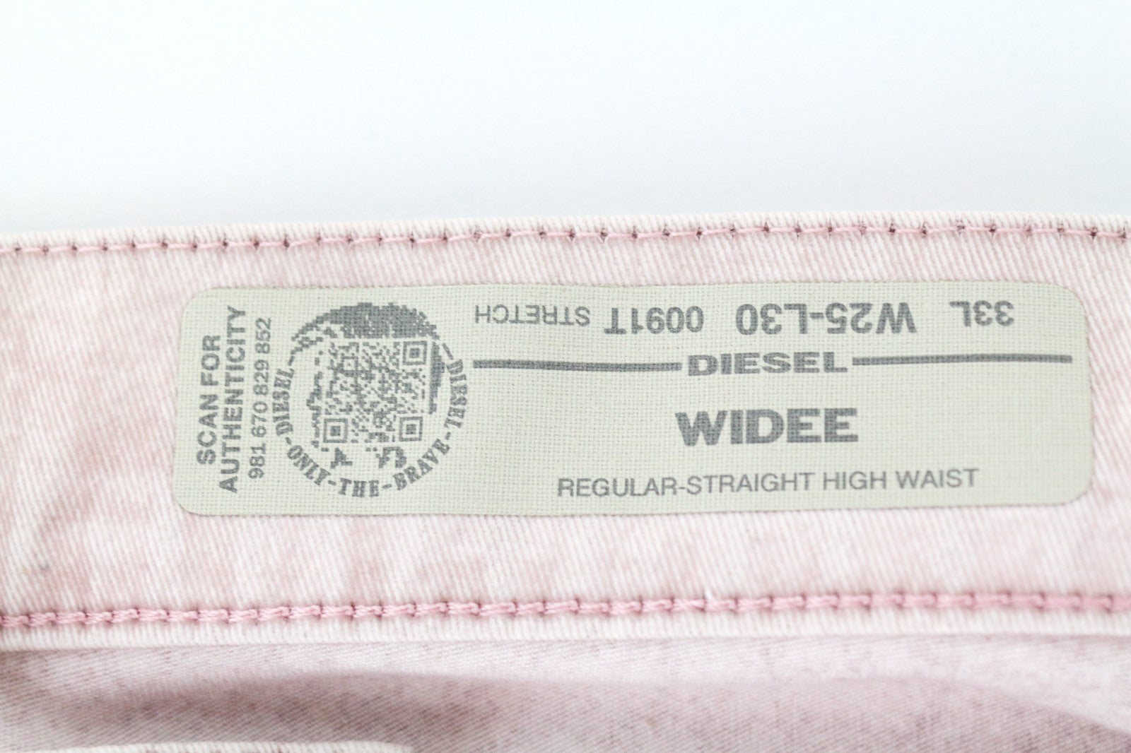 DIESEL Widee 0091T Women Jeans W25/L30 Flared Pink Velvet Stretch Straight