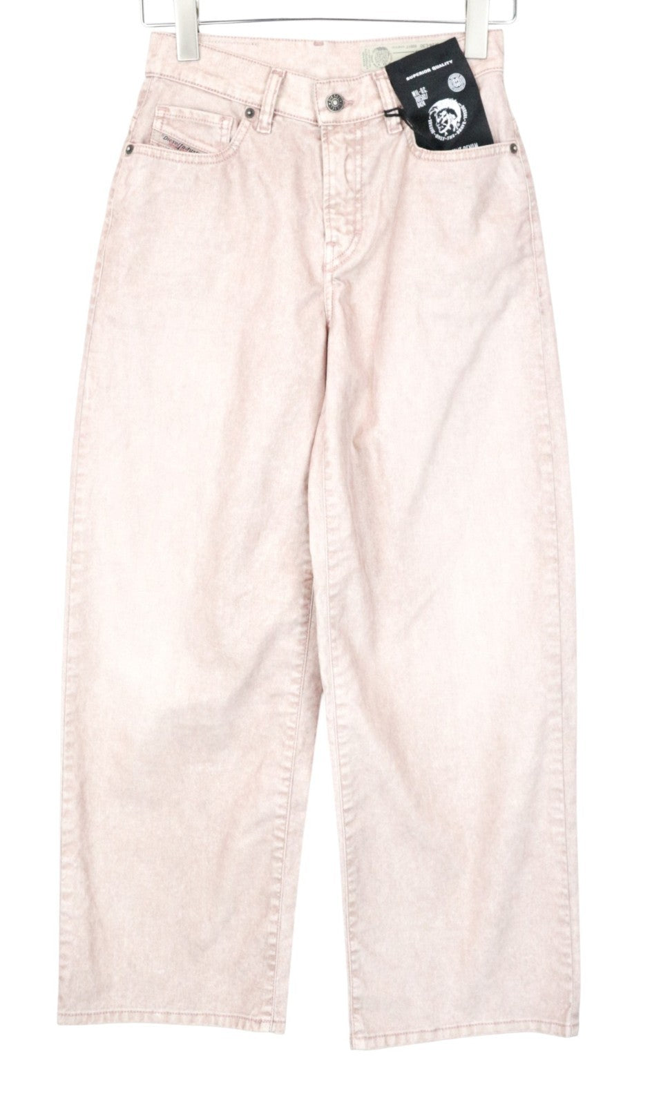 DIESEL Widee 0091T Women Jeans W27/L30 Light Pink Stretch Flared Straight Fit