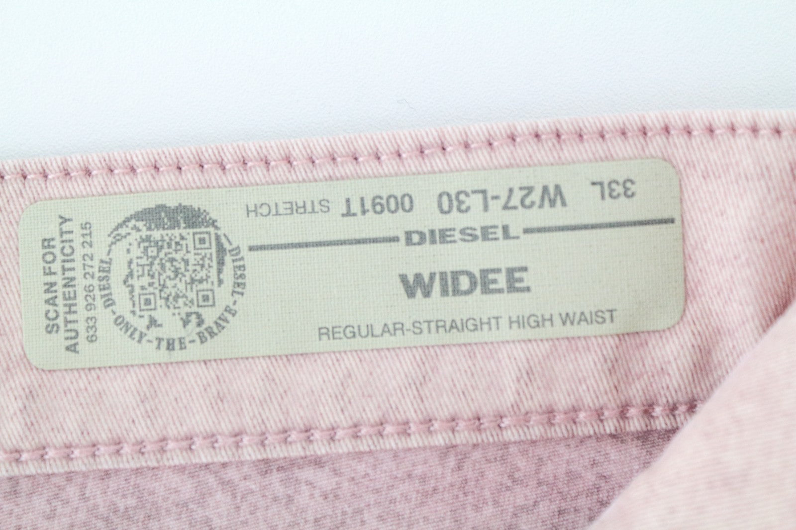DIESEL Widee 0091T Women Jeans W27/L30 Light Pink Stretch Flared Straight Fit