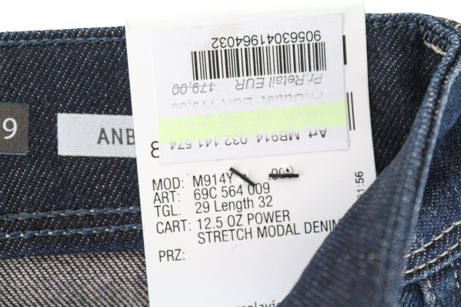 REPLAY Anbass Men Jeans W29/L32 Zippered Dark Blue Washed Stretch Slim Classic