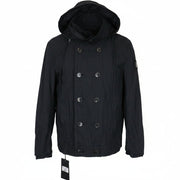 RICHMOND Men Jacket IT48 Black Double-Breasted Crinkled Cotton Blended Hood