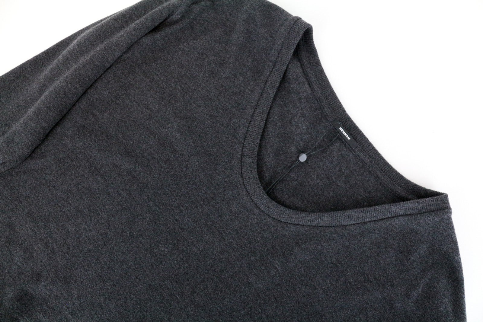 DENHAM Showa Women Jumper XS Charcoal Grey Scoop Sweater Tight-Knitted Stretch