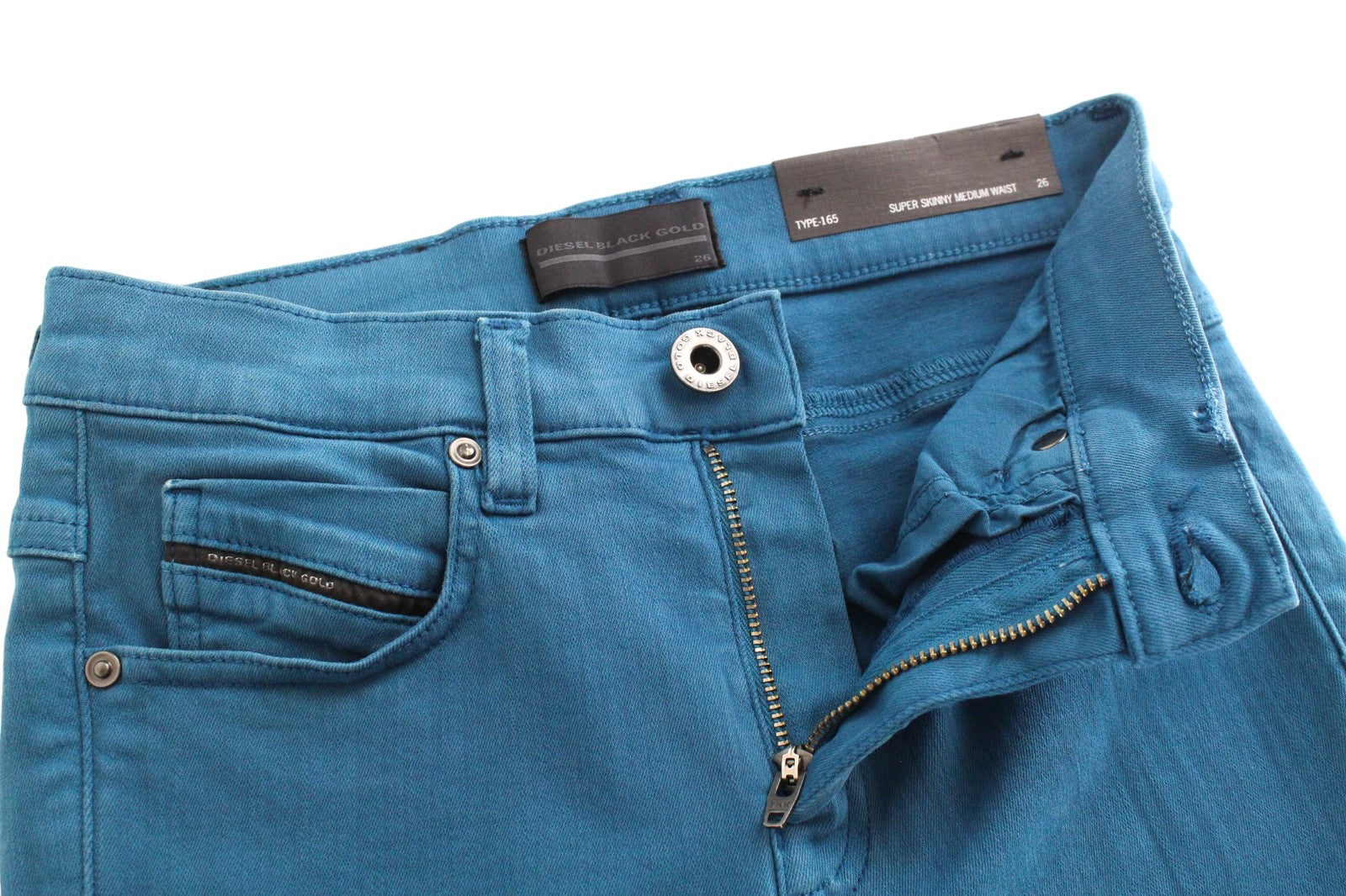 DIESEL BLACK GOLD Type-165A BG8JU Women Jeans W26 Super Skinny Blue Stretch
